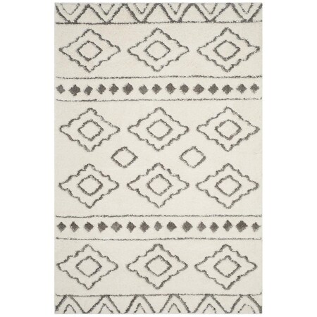 Safavieh Sparta Shag Small Rectangle Area Rug; Ivory & Grey - 4 x 6 ft. SPG513C-4
